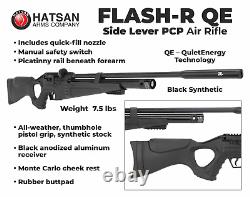Carabine à air calibre .22 Hatsan Flash-R QE PCP régulée avec cibles, plombs, lunette et étui