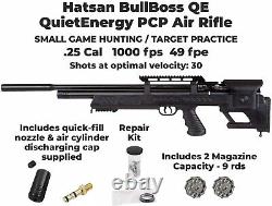 Carabine à air comprimé Hatsan BullBoss QE Cal. 25 avec lunette de visée, cibles, plombs et étui - Ensemble