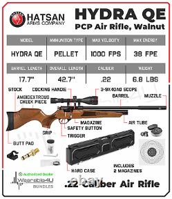 Carabine à air comprimé Hatsan Hydra QE. 22 avec lunette & plombs & cibles & ensemble de valise