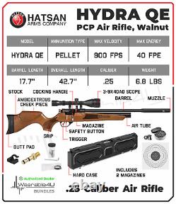 Carabine à air comprimé Hatsan Hydra QE. 25 Cal avec lunette de visée et ensemble de plombs et cibles et étui.