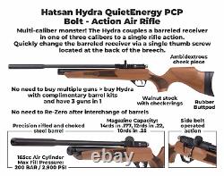 Carabine à air comprimé Hatsan Hydra QE PCP en calibre .22 ou .177 à levier d'armement à plomb