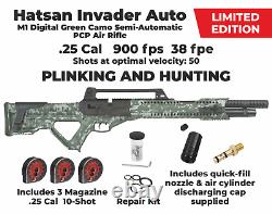 Carabine à air comprimé Hatsan Invader Limited Edition.25 Cal PCP DG Camo avec cibles et plombs