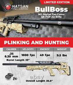 Carabine à air comprimé PCP DT Hatsan BullBoss Limited Edition Calibre .25 avec cibles, plombs et lunette de visée