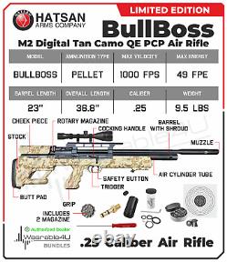 Carabine à air comprimé PCP DT Hatsan BullBoss Limited Edition Calibre .25 avec cibles, plombs et lunette de visée
