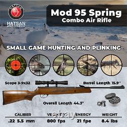 Carabine à air comprimé à canon basculant Hatsan Mod 95 Spring Combo calibre .22 avec lunette