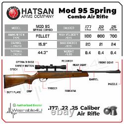 Carabine à air comprimé à canon basculant Hatsan Mod 95 Spring Combo calibre .22 avec lunette