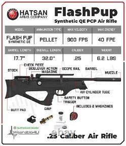 Casquette Hatsan FlashPup SYN QE. 25 Cal Pellet PCP Side Lever Air Rifle HGFlashPup25S