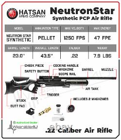Chapeau NeutronStar Synthetic. Carabine à air comprimé à levier latéral QE calibre .22