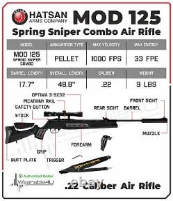 Fusil à air Hatsan Mod 125 Spring Sniper Combo calibre .22