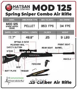 Fusil à air Hatsan Mod 125 Spring Sniper Combo, calibre 25