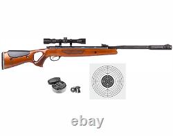 Fusil à air Hatsan Mod 65 à piston à ressort, calibre .22 avec lunette, plombs et cibles.