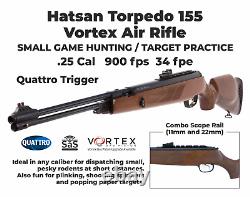 Fusil à air Hatsan Torpedo 155 Vortex. Calibre .25 avec cibles et bundle de plombs en plomb