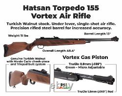 Fusil à air Hatsan Torpedo 155 Vortex. Calibre .25 avec cibles et bundle de plombs en plomb
