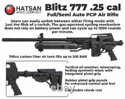 Fusil à air PCP Hatsan Blitz 777.25 Cal avec cibles, plombs, lunette et étui