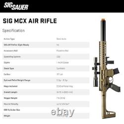 Fusil à air SIG SAUER MCX. Cal. 177, 30 coups, lunette 14x24mm, Terre sombre plate