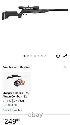 Fusil à air Stoeger S8000-E TAC à canon basculant. Calibre .22 avec lunette 3-9x40 NEUF