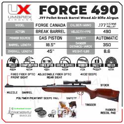 Fusil à air Umarex Forge 490 à canon basculant Calibre .177 avec ensemble de plombs et cibles