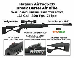 Fusil à air comprimé Hatsan AirTact ED Combo et lot de 100 cibles en papier et de plombs.
