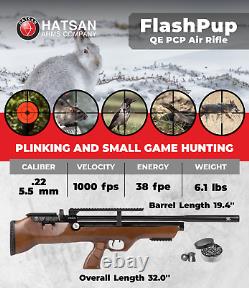 Fusil à air comprimé Hatsan FlashPupQE Calibre .22 avec lunette & étui & cibles & bundle de plombs