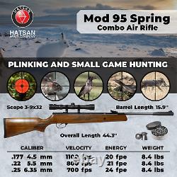 Fusil à air comprimé Hatsan Mod 95 Spring Combo. Calibre .25 avec munitions et cibles incluses.