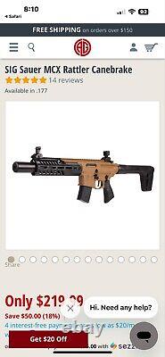 Fusil à air comprimé Sig Sauer MCX Canebrake calibre 177 Pellets Terre sombre plate