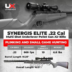 Fusil à air comprimé Umarex Synergis Elite à levier sous-jacent, calibre .22 avec cibles et plombs.