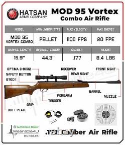 Fusil à air comprimé à canon basculant Hatsan Mod 95 Vortex Combo. 177 Cal avec plombs et cibles