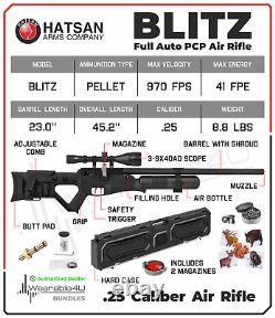 Hatsan Blitz Pcp. 25 Cal Air Rifle Avec Portée & Cibles & Pellets & Case Bundle