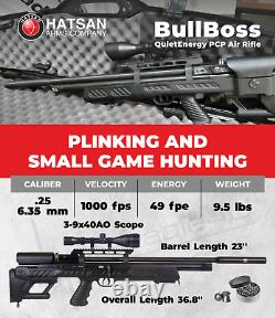 Hatsan BullBoss QE. 25 Cal PCP carabine à air comprimé avec lunette et cibles et paquet de plombs