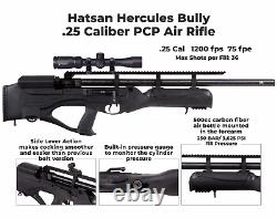 Hatsan Hercules Bully. 25 Cal Air Rifle Avec Portée Et Bagues Avec Boîtier Et Palettes