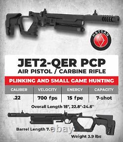 Hatsan Jet II Régulé QE. Carabine à air PCP à levier latéral de calibre .22 JET2-QER