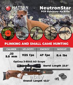 Hatsan NeutronStar. Carabine à air de calibre 22 avec lunette, plombs et pack de cibles