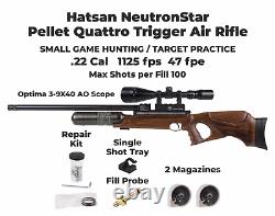 Hatsan NeutronStar. Carabine à air de calibre 22 avec lunette, plombs et pack de cibles