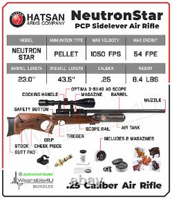 Hatsan Neutronstar. 25 Cal Air Rifle Avec Portée Et Pellets Et Targets Bundle