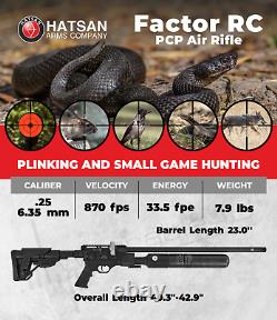 Le Facteur Hatsan Rc Pcp. 25 Cal Air Rifle Avec La Portée Et Les Pellets Et Le Bloc De Cas Dur