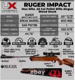 Nouveau Ruger Impact Max Elite. Carabine à plomb de calibre 22 à 1050 FPS dans sa boîte d'origine