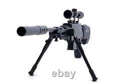 Opérations secrètes tactiques Le fusil à air comprimé Sniper S 1000 FPS. Calibre 22 avec lunette et bipied