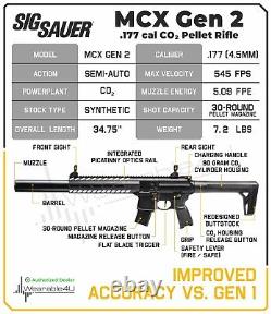 Sig Sauer MCX GEN 2.177 Caliber CO2 Air Rifle AIR-MCX-177-G2-BLK  
<br/> 
<br/>
Sig Sauer MCX GEN 2.177 Calibre Carabine à air CO2 AIR-MCX-177-G2-BLK