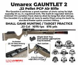 Umarex Gauntlet 2 Pcp. 22 Cal Air Rifle Withscope & Pellets & Case & Targets Bundle