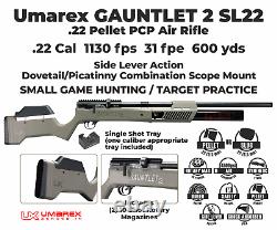 Umarex Gauntlet 2 SL22.22 Cal PCP Carabine à air à levier latéral avec plombs, cibles et lunette de visée
