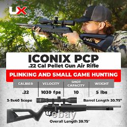 Umarex Iconix. Carabine à air comprimé PCP à levier latéral Calibre .22 avec cibles, plombs et lunette de visée.