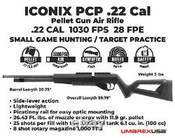 Umarex Iconix. Carabine à air comprimé PCP à levier latéral de calibre .22 avec cibles et bundle de plombs.