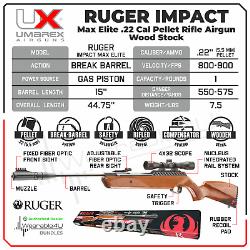 Umarex Ruger Impact Max Elite. 22 Cal Wood Stock Pellet Break Barrel Air Rifle