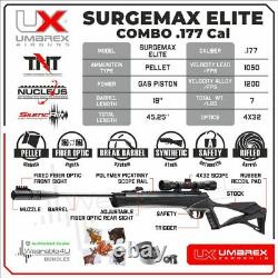 Umarex Surgemax Elite. 177 Fuseau D'air À Pellets W 4x32 Portée Et Pellets Et Cibles