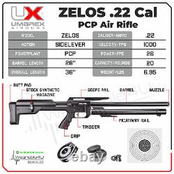 Umarex Zelos .22 Cal PCP Carabine à air comprimé de précision à levier latéral avec cibles et plombs