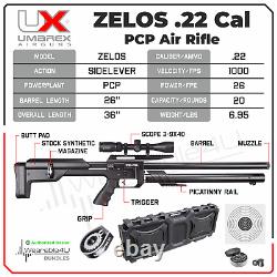 Umarex Zelos. 22 Cal PCP Fusil à air de précision avec cibles & plombs & lunette & étui